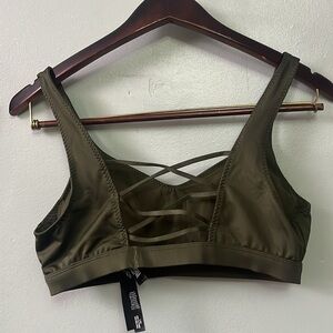 Olive Green Strappy Sports Bra